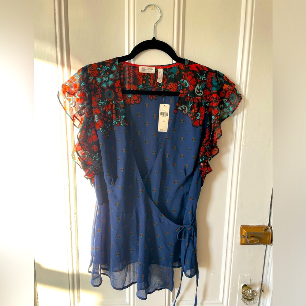 2010s era Anthropologie tie blouse